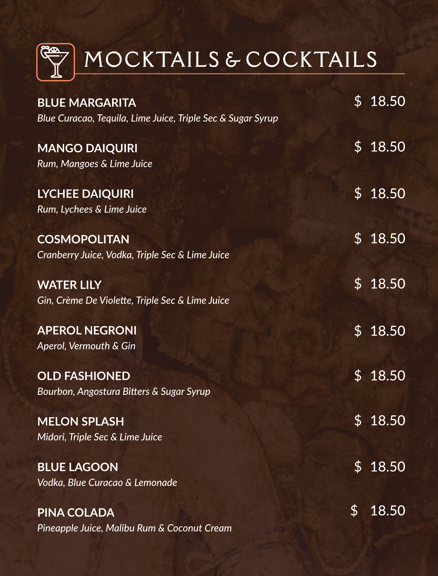 drinks menu